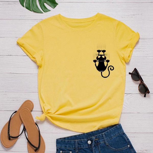 

women's t-shirt summer women tshirt lovely cat printed shirt o-neck short sleeve cotton graphic tees clothing harajuku t shirts, White