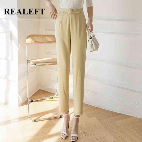 

sring smmer suit pants ol style female chic high waist haroun ankle length work wear women's casual trousers 210428, Black;white