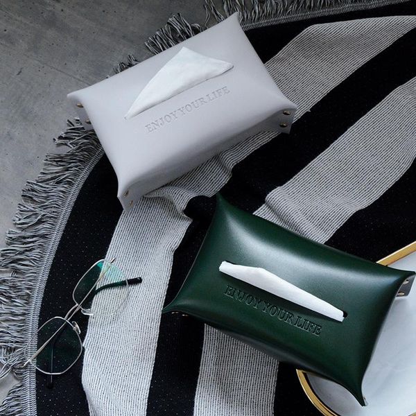 

tissue boxes & napkins car-carrying toilet box leather living room cute nordic ins retro punch-creative storage bag