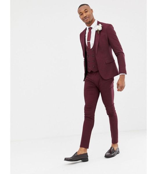 

men's suits & blazers 2021 fashion mens customed burgundy men latest coat pants 3 pieces designs slim fit tuxedos for, White;black