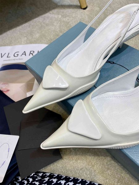 

white sandals french small high-heeled sho women stiletto patent leather 2021 small-heeled work profsional single simple and