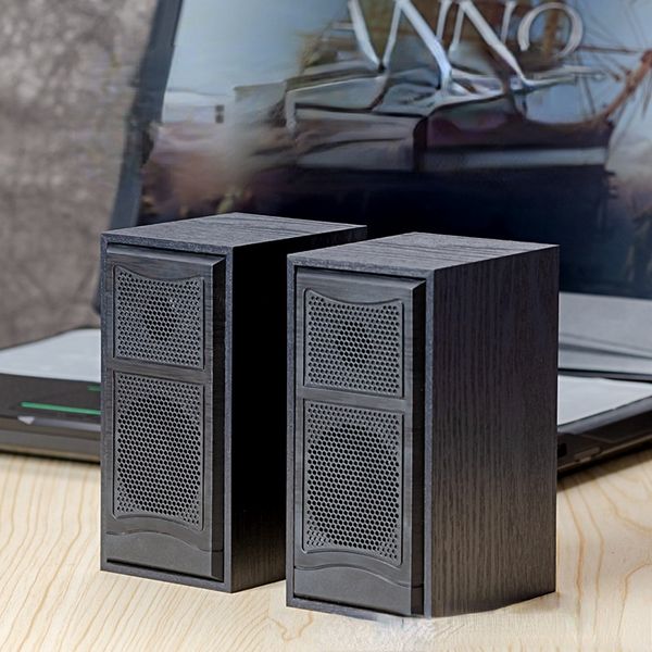 USB-Computerlautsprecher aus Holz 2.0, kleiner aktiver Laptop-Lautsprecher, Desktop-Surround-Stereo-Mini-Subwoofer, Musikwiedergabezentrum