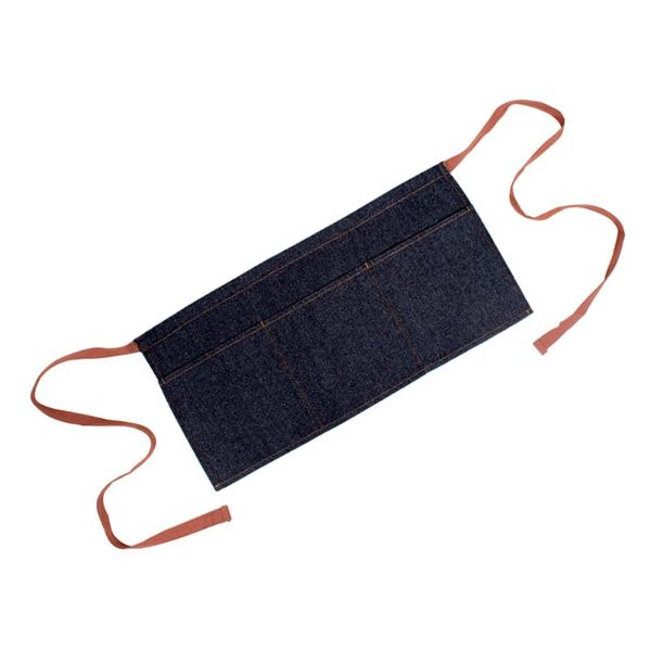 

aprons denim waist apron short serving with 3 pockets half-length waiter waitress workwear (black)