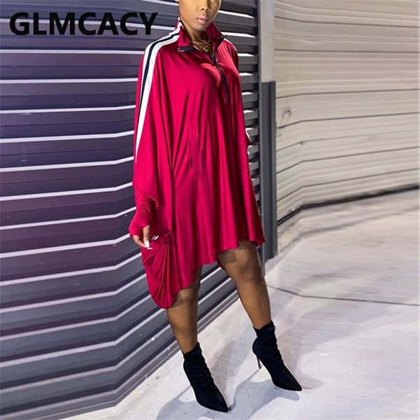 

women batwings sleeve loose dress hip hop streetwear dress solid casual mini dress, Black;gray