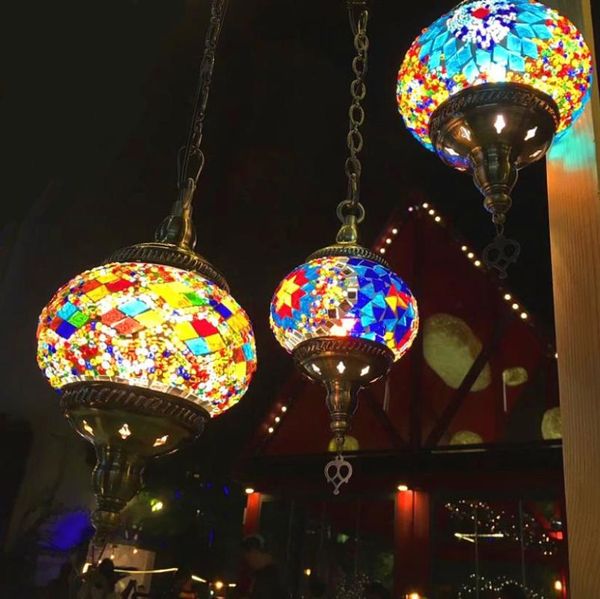 

ceiling lights handmade mosaic shades turkish retro lighting e14 lantern lamp bulb turkey bar restaurant decor mediterranean light