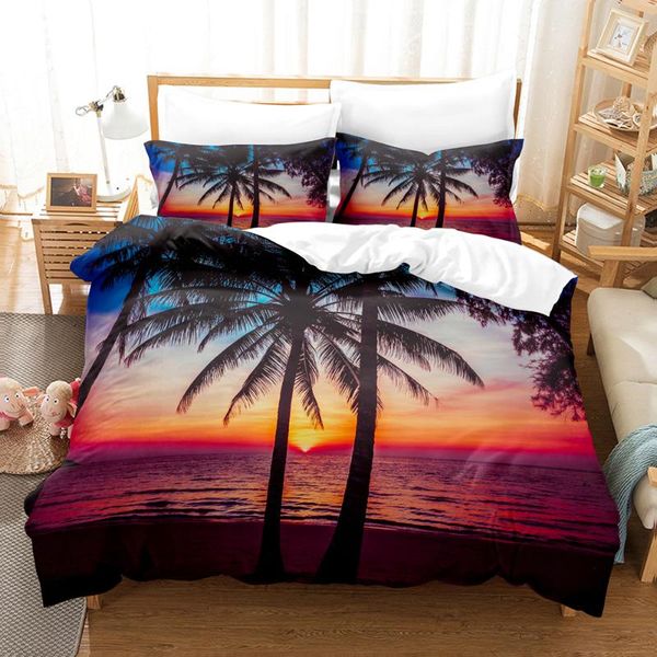 

bedding sets seaside scenery set single twin full  king size ship coconut tree bed children's kid bedroom duvetcover 04
