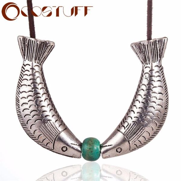 

choker necklaces women statement & pendants vintage fishes pendant woman necklace collares kolye colar collier jewelry, Silver