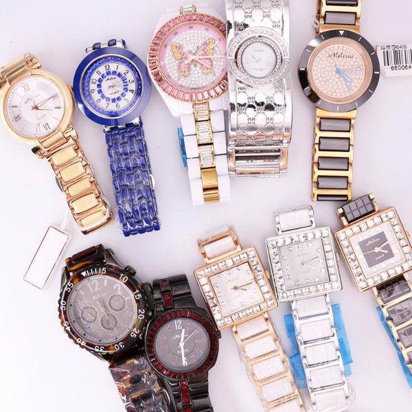 

wristwatches sale discount old type melissa crystal rhinestones lady men's women's watch japan mov't hours metal ceramic girl, Slivery;brown