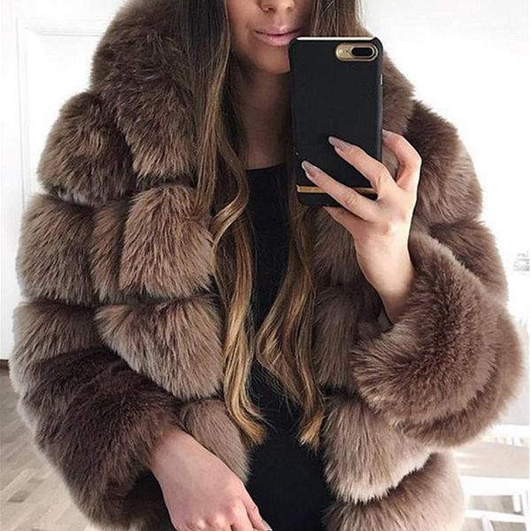 

women's fur & faux 2021 winter coats women plus size 3xl 4xl mink jacket elegant hooded overcoat thick warm clothes female outerwear1, Black
