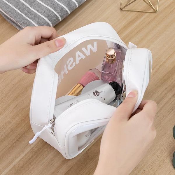 

women's transparent cosmetic bag pvc waterproof makeup travel multifunctional storage bags wash & cases