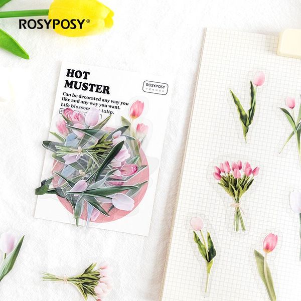 

40pcs/pack flowers butterfly pvc transparent sticker adhesive stationery stickers decorative label for scrapbooking journaling