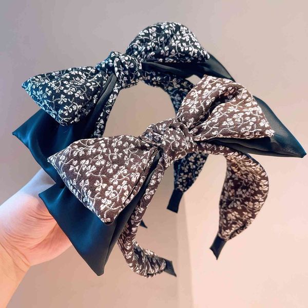 

barrettes hairpin korean version east gate ~ early autumn temperament net red small broken flower chic wind super large bow double-layer dec, Golden;silver