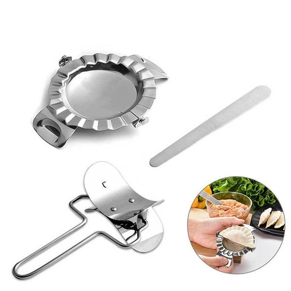 

dumpling slicer stainless steel mold pastry tools maker stuffing spoon wraper dough presser roller kitchen gadgets set baking &