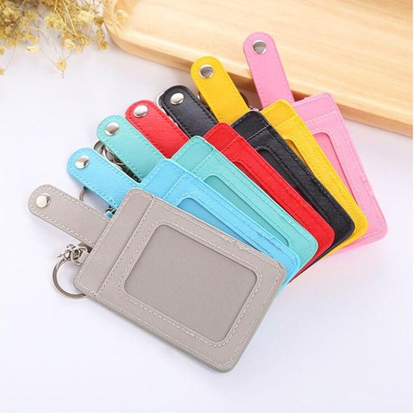 

card holders id waterproof pu bus case to protect women pouch student wallet with keyring, Brown;gray