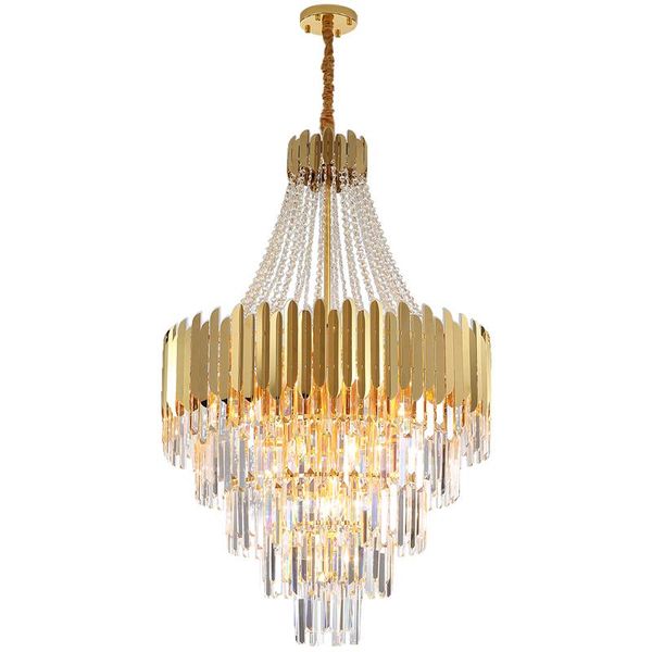 

pendant lamps modern luxury crystal chandeliers villa el staircase interior decor large hanging lamp gold stainless steel lighting fixture