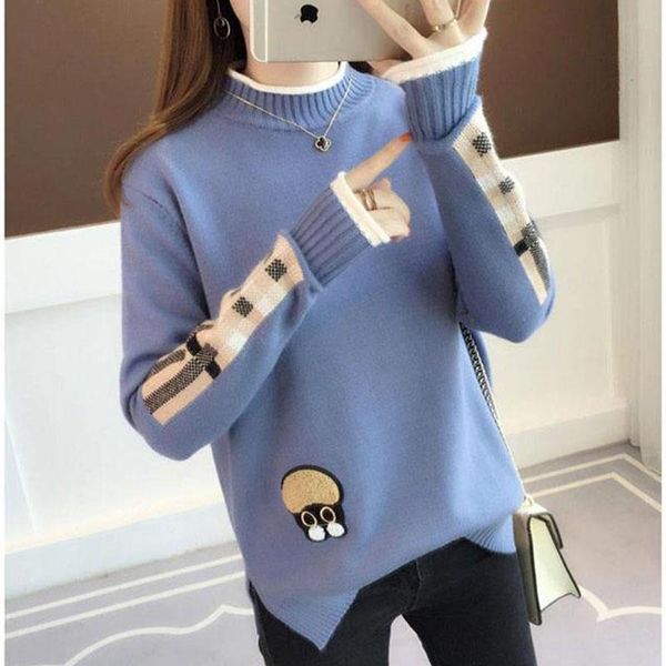 

women's sweaters women solid knit pullovers ladies fashion 2021 autumn pull fall yellow casual warm high quality, White;black