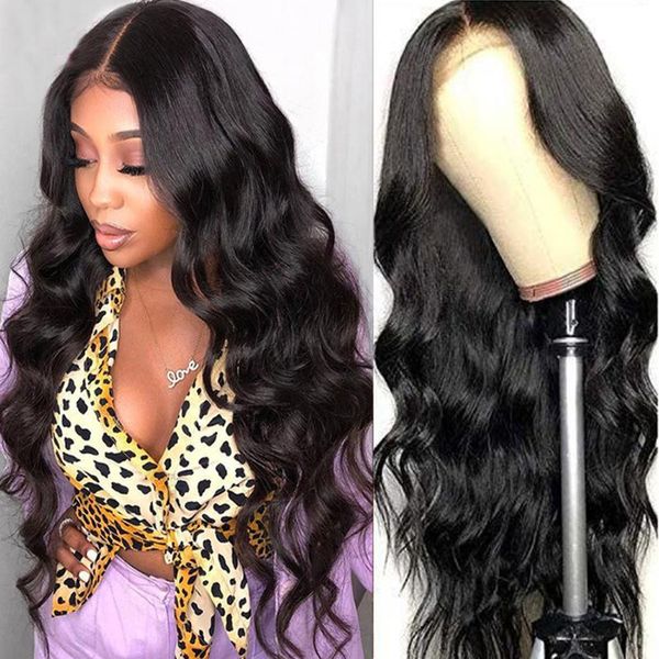 

lace wigs beaushine hair 4x4 body wave closure wig brazilian human 250% full density pre-plucked frontal, Black;brown