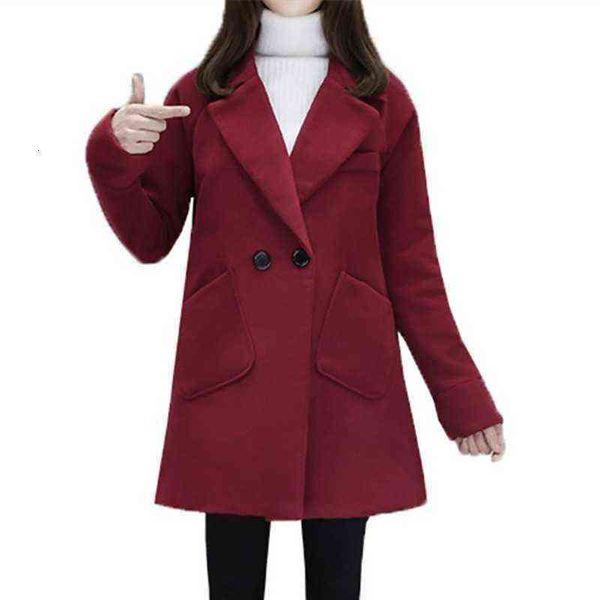 

autumn and winter fattening plus size women's 200kg fat mm woolen coat middle long, Black