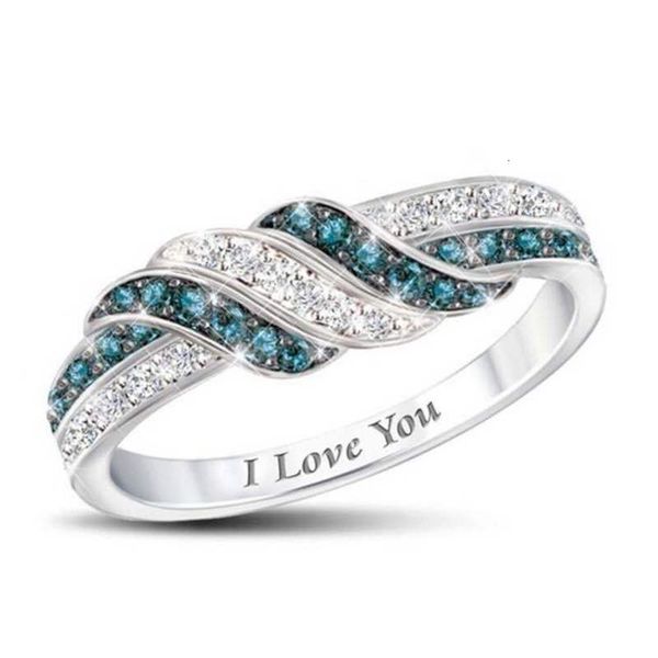 

exquisite fashion white yunjin blue promise i love you romantic engagement ring, Slivery;golden