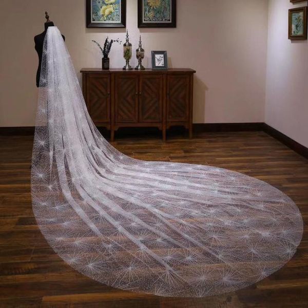 

bridal veils aolanes one layer sparking tulle lace edge chapel/cathedral length comb women wedding dress veil, Black
