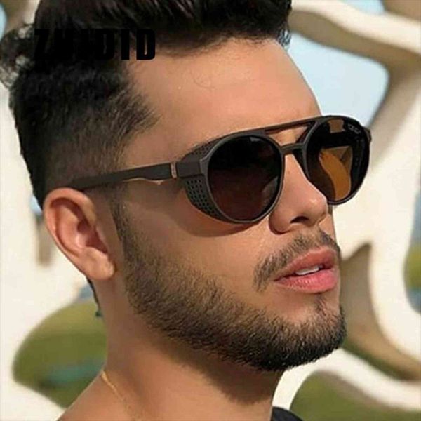 

black fashion round frame sun glasse women brand designer vintage steampunk sunglasses mens uv400 shades guys oculos de sol, White;black