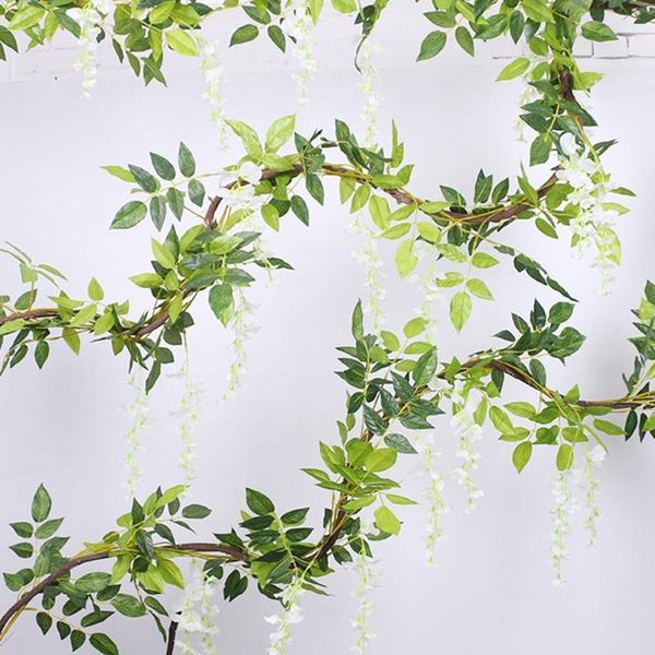 

wisteria artificial flowers vine garland wedding trailing arch faux foliage wall decoration fake rattan ivy plan c1u6 decorative & wreaths