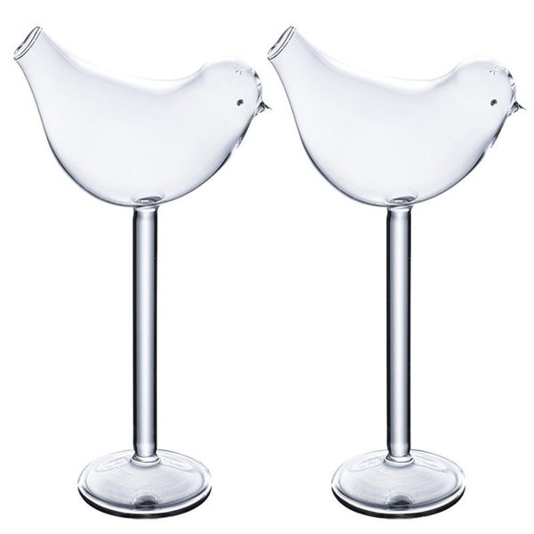 

2pcs bird shape glass cups cocktail goblets holders (transparent) wine glasses