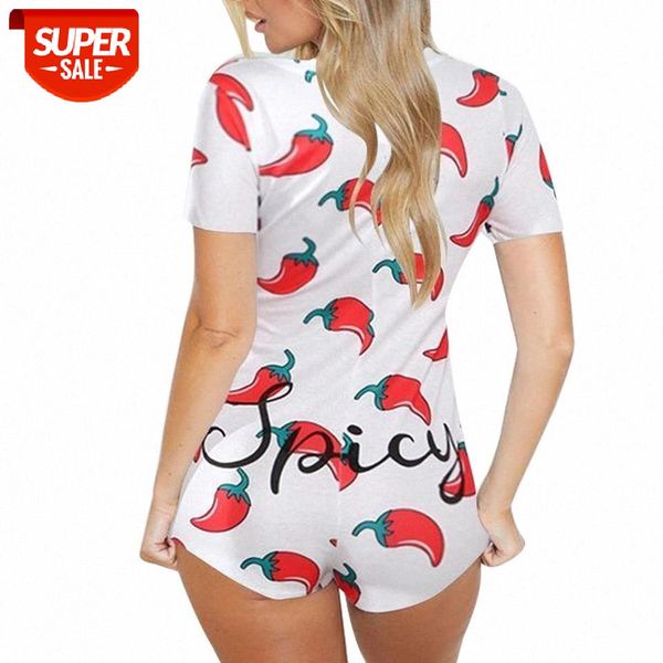 

women deep v-neck bodycon sleepwear jumpsuit bodysuit shorts romper bodysuit leotard long sleeve print button new #u47m, White