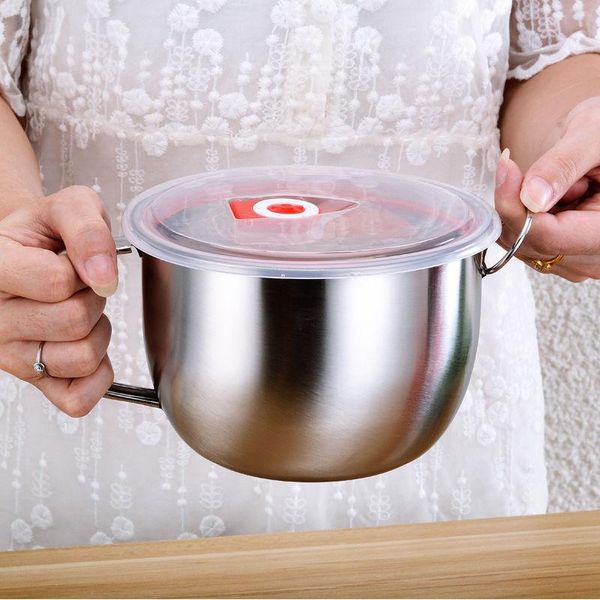 

bowls thickened 1300ml all steel stainless instant noodle cup fast household covered rice bowl lunch box large