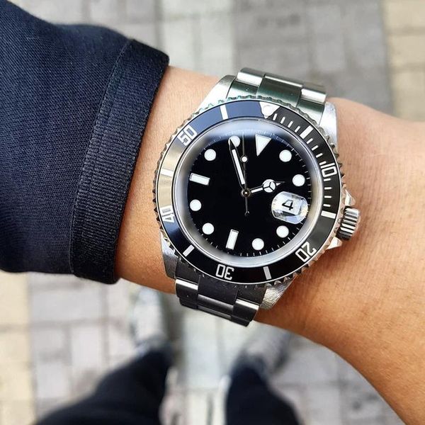 

wristwatches 40mm mens watch ceramic bezel stainless steel glide lock 18k gold automatic cal.date men 116613 perpetual wristwatc, Slivery;brown