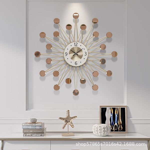 

creative large metal mirror wall clock modern design watch home decor stikcer horloge murale for living room bedroom silent 70cm clocks