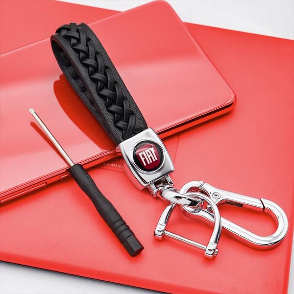 

keychains luxury leather keychain men women metal buckle car key ring holder jewelry gift for fiat- 500 500l 500x bravo ont panda, Silver