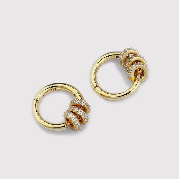 

hoop & huggie mlkenly 100% 925 sterling silver circle earring ear buckle female detachable one multi-wear accessory, Golden;silver
