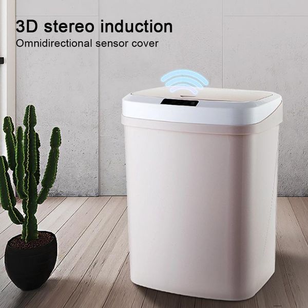 

waste bins smart trash can plastic electronic sensor bin automatic paper basket mute food seam home bathroom toilet clean tool