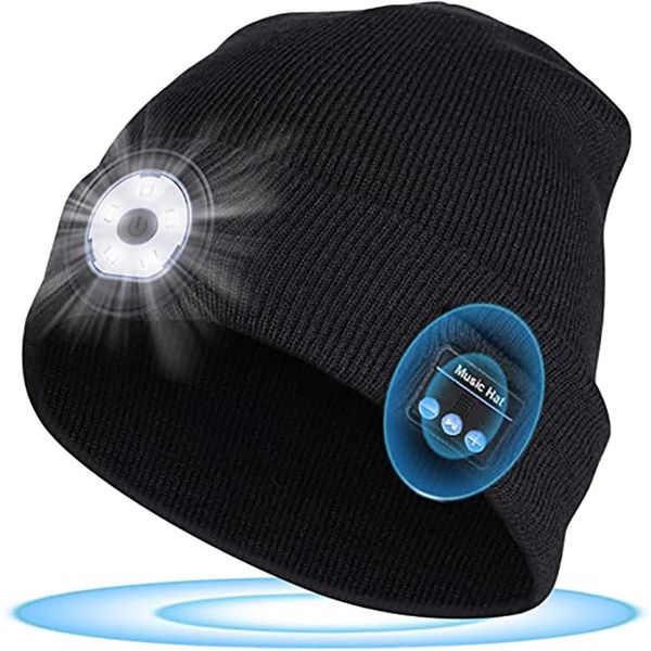 2021 Atacado Beanie Beanie Bone Snapbacks Sem Fio Bluetooth Smart Cap Headphone Headset Headset LED Caps