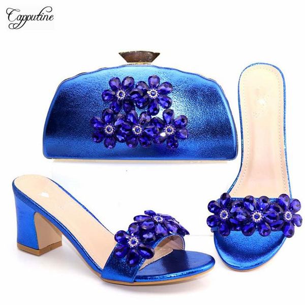 

dress shoes fashionbale royal blue and evening bag sets decorated with crystal stones 56896-1, heel height 7.5cm, Black