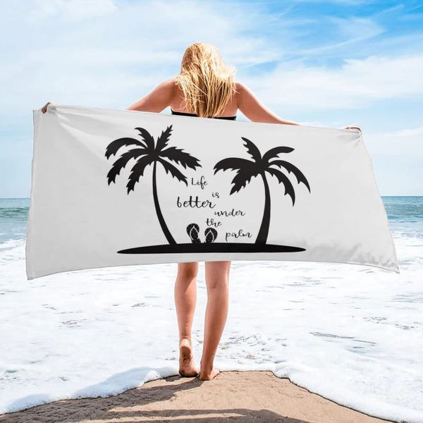 

towel summer palm tree silhouette bath microfiber travel beach towels soft quick-dry for adults yoga mat