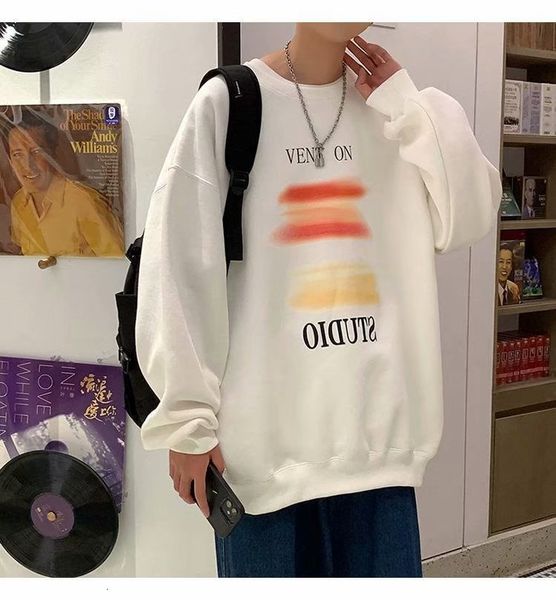 

mens sweater men's sweater 2021 spring and autumn new korean version tide brand ins round neck american gradient color block early long, Black