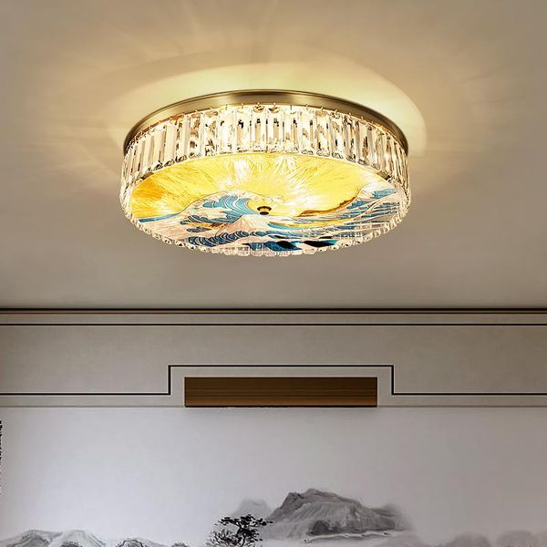

ceiling lights fss chinese style crystal lamp painted enamel stained glass light luxury bedroom study master