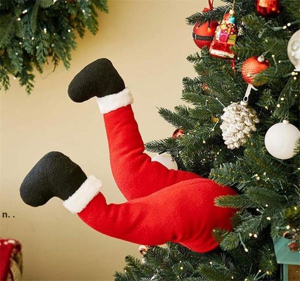 L'albero di Natale sporge le gambe di Babbo Natale che calcia per gli alberi di Natale, ornamento decorativo per porte, decorazioni per interni in peluche ZC740