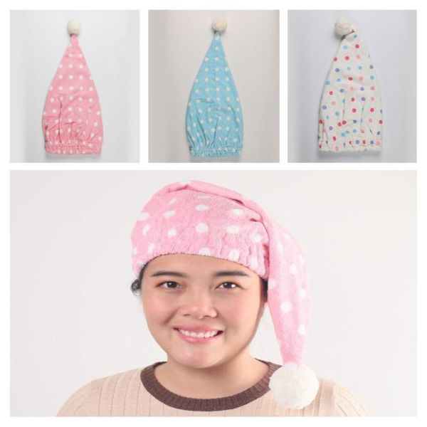 

towel cute wave point hair microfiber quickly dry hat turban women girls ladies cap bathing drying home head wrap