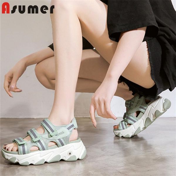 

dress shoes asumer 2021 flat platform sandals women sneaker genuine leather +mesh summer beach ladies casual, Black