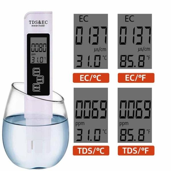 

meters 3 in 1 lcd digital water quality tester pen tds ec meter conductivity detector multifunctional purity temperature