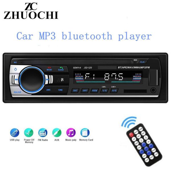 

car audio jsd-520 12v radio stereo mp3 player digital bluetooth 60wx4 fm music usb / sd with in dash aux input 1 din