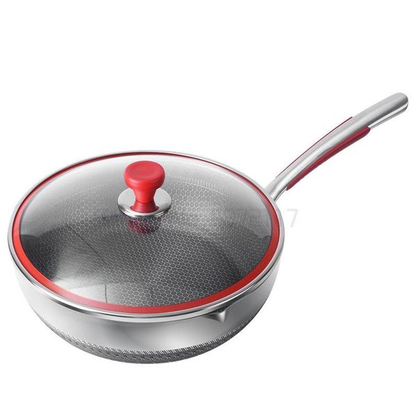 

pans stainless steel household small wok non-stick cookware frying steaming and multipurpose auxiliary food pot pan