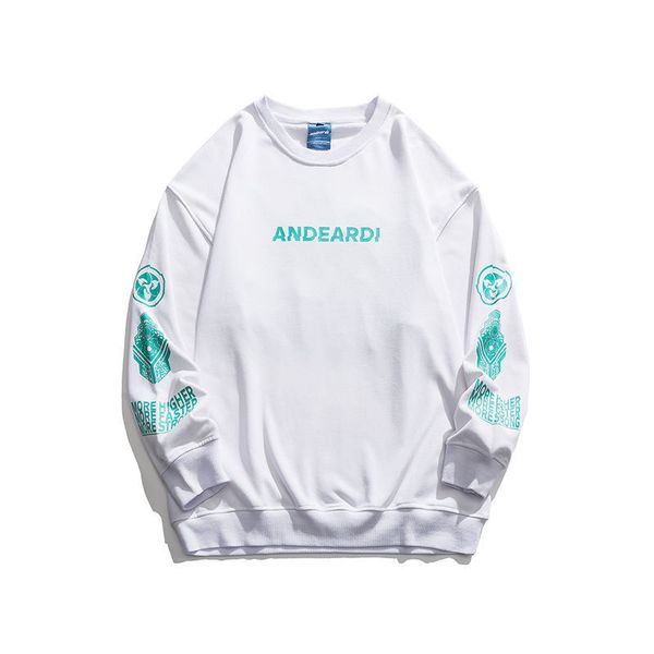 

ebaihui man's hong kong style sweatshirt circular lettered collar student oversize couple high street ins popular brand long sleeved pu, Black