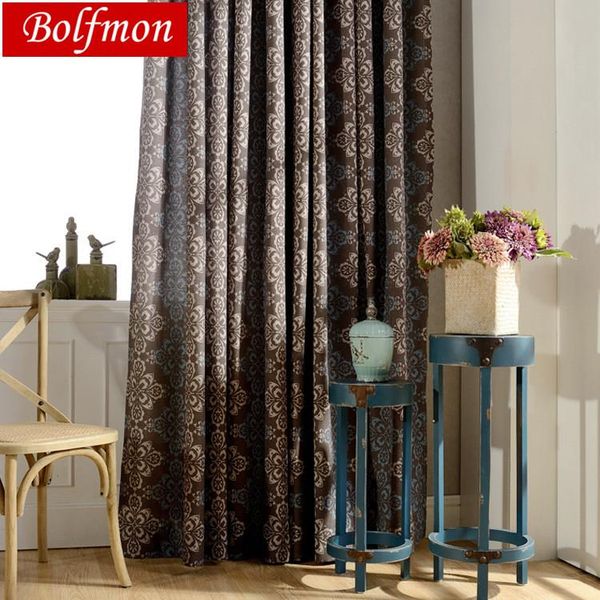 

curtain & drapes cotton polyester custom size soft touch semi-blackout printed europe style for living room brown coffee window treatment