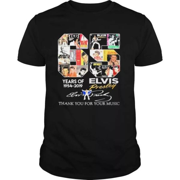 

65 years of elvis presley thank you for the memories t-shirt, White;black