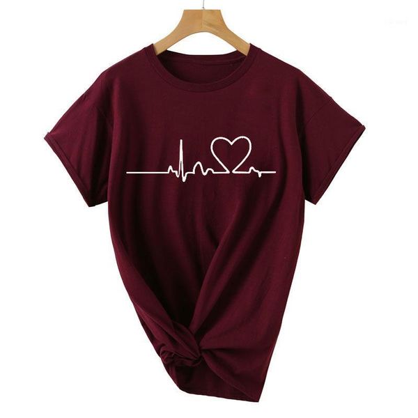 

women's t-shirt hearts women t-shirts casual harajuku love printed tee summer female t shirt short sleeve for clothing, White