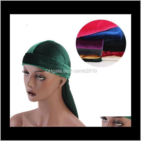 

men's velvet durags bandana turban hat wigs 12 colors doo durag biker headwear headband pirate hat hair accessories styling tool nxnzv